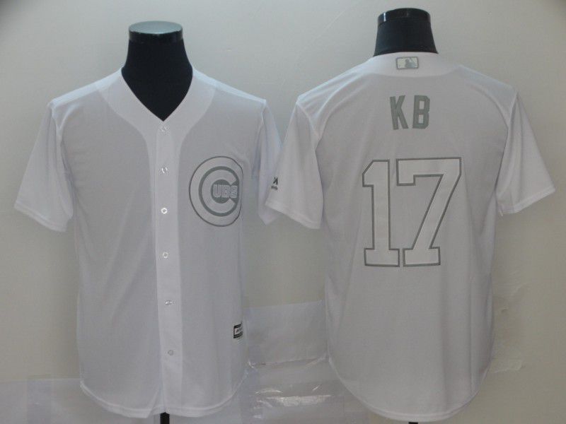 Men Chicago Cubs #17 Kb White Nickname Game 2021 MLB Jersey